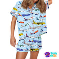 Airline Aircraft Satin Pajama Set For Women