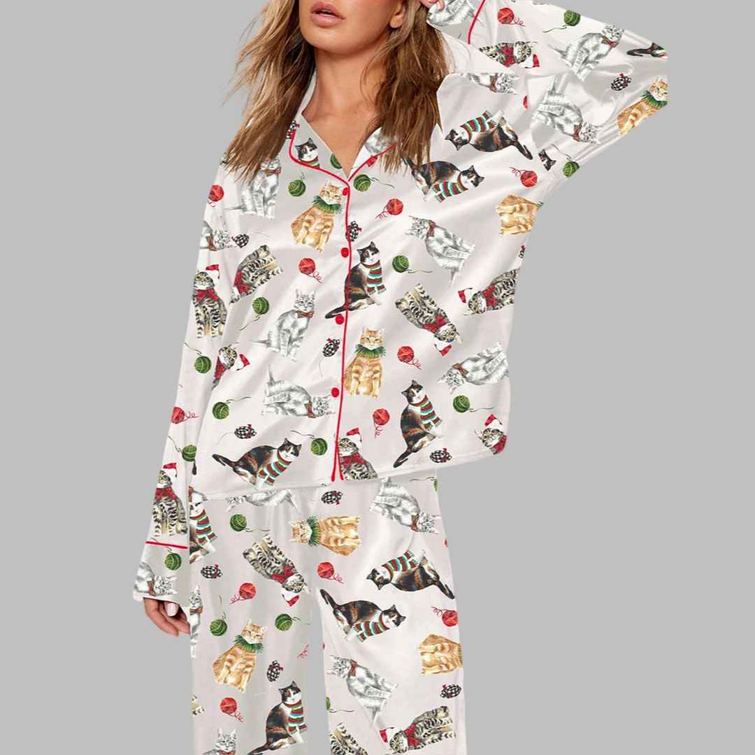 Cat Christmas Pajama Set