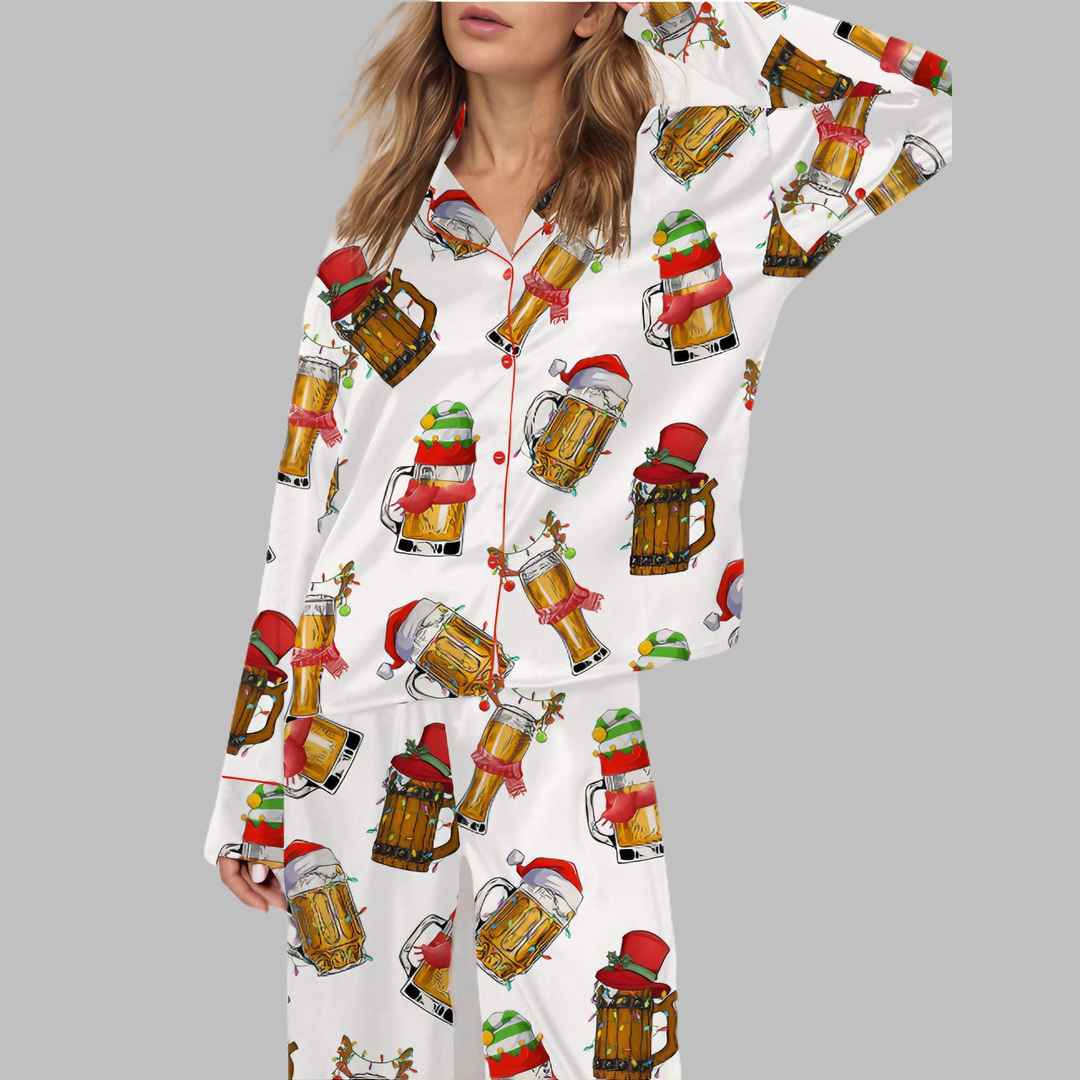 Christmas Beers Satin Pajama Set