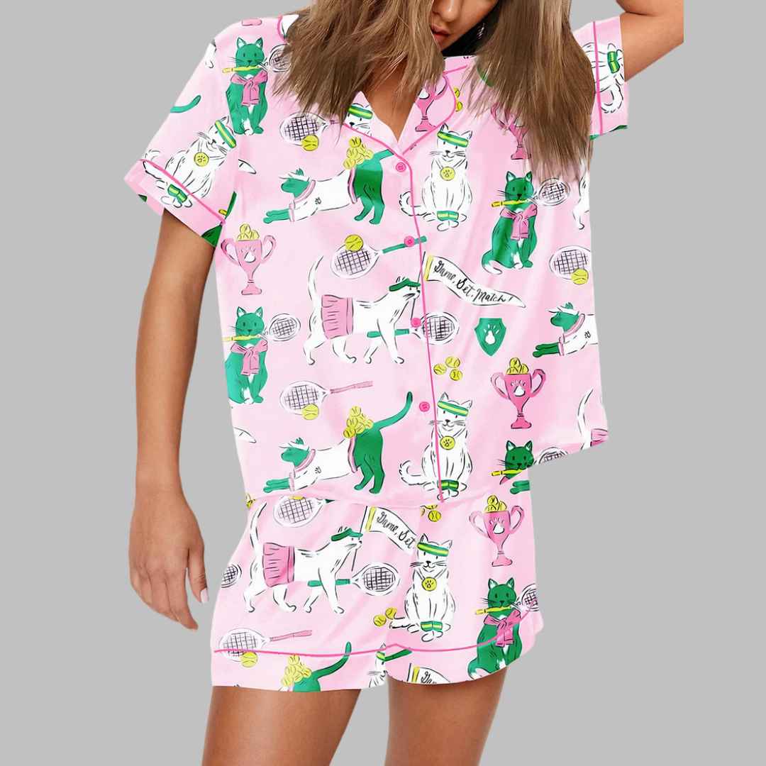 Funny Tennis Cat Pajama Set