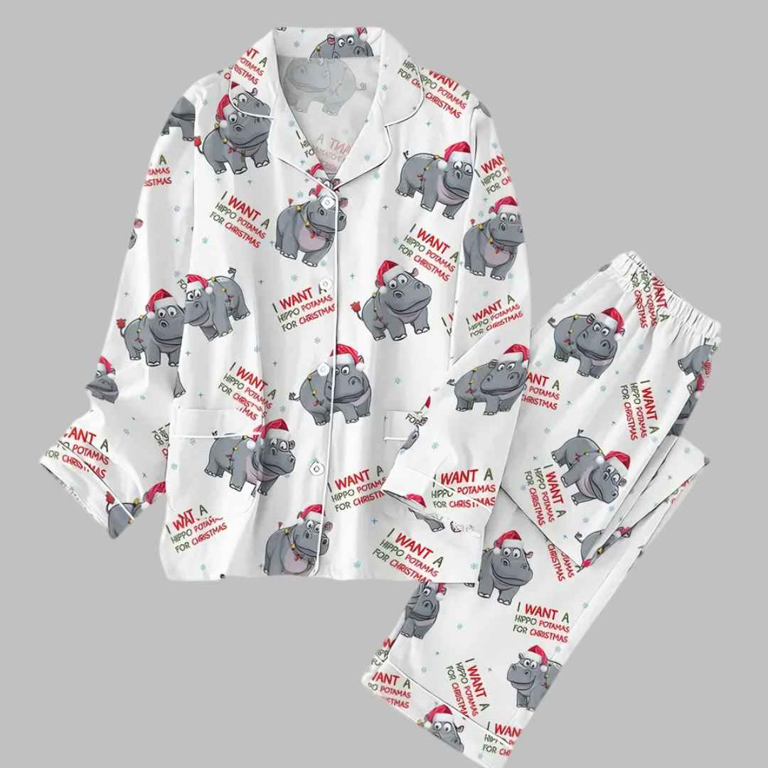 Hippopotamus Christmas Pajamas Set