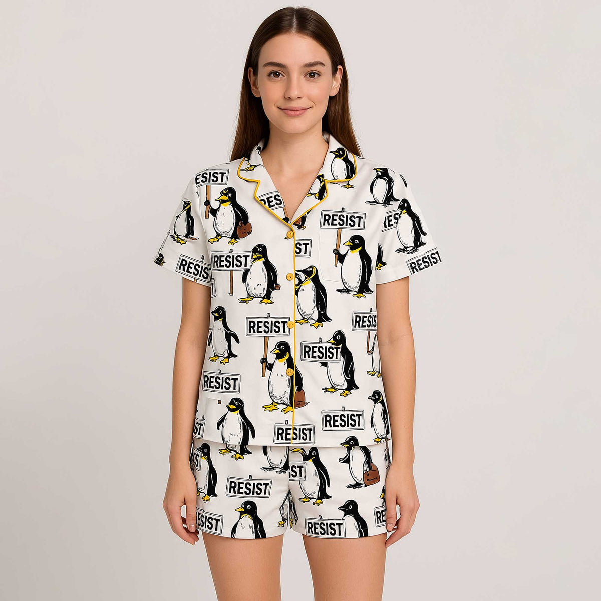 Resist Penguin Activism Anti Trump Pajama Set For Women