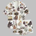 Retro Musical Guitar Instrument Gramophone Piano Pajama Set