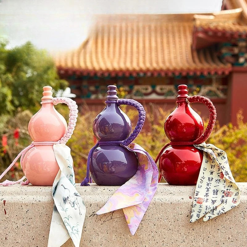 Portable Chinese Style Gourd Water Kettle with Glass Bottle for Soaking Wine