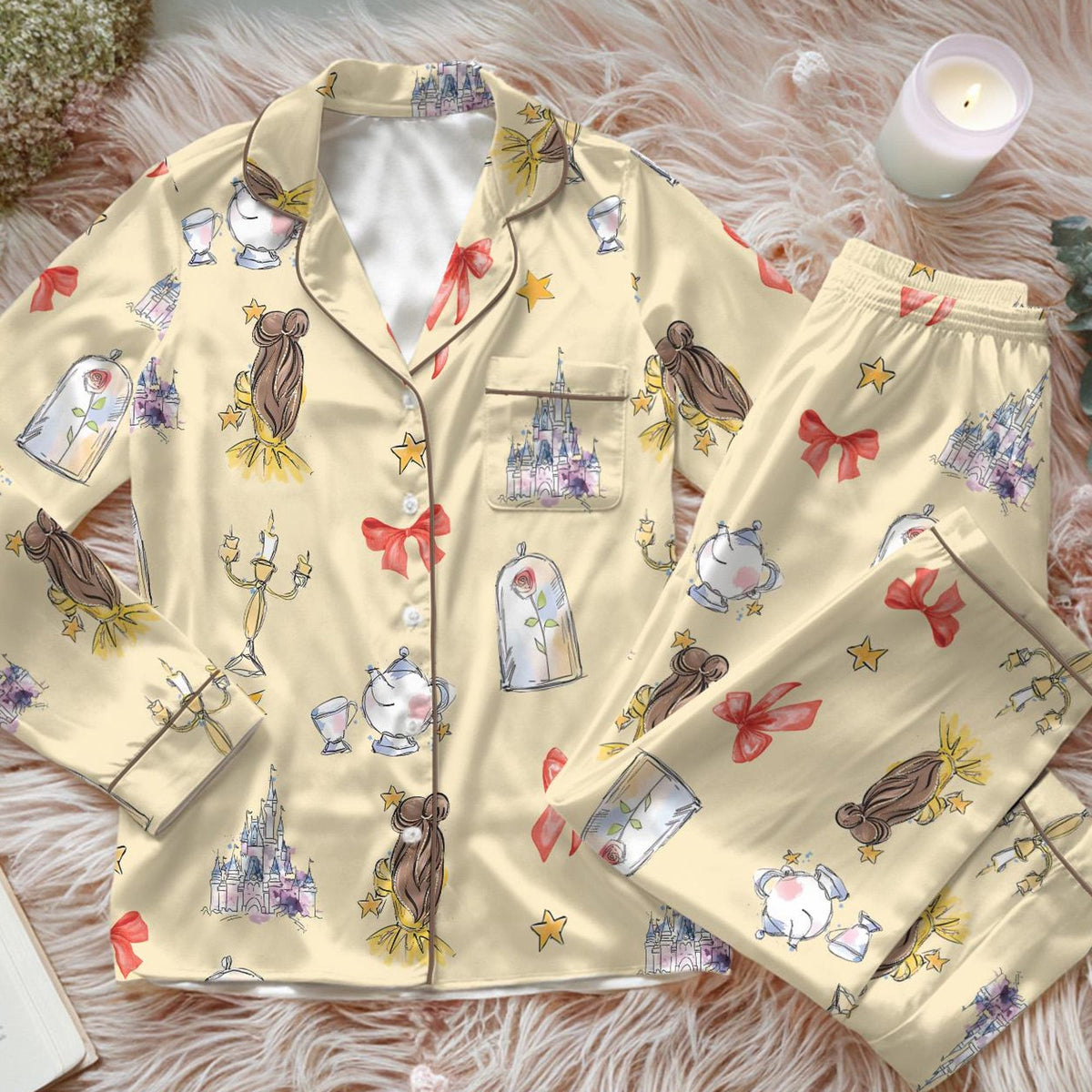 Belle Princess Coquette Pajamas Set, Disney Princess Holiday Pajamas, Beauty And The Beast Pajamas, Magic Kingdom Outfit