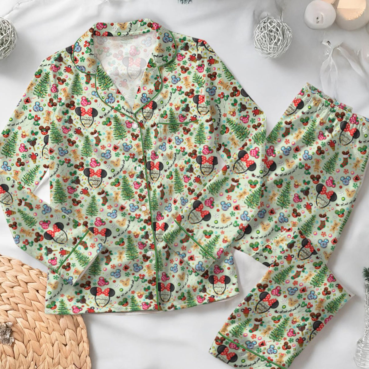 Retro Disney Mickey and Minnie Christmas Pyjamas Set, The Most Wonderful Time To Wear Ears, Mickey Very Merry Xmas Pjs, Disney Family shirt