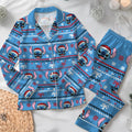 Disney Christmas Stitch Satin Pajamas Set, Ohana Means Family Pjs, Lilo And Stitch Sleepwear, Disney Cartoon Christmas Pajamas