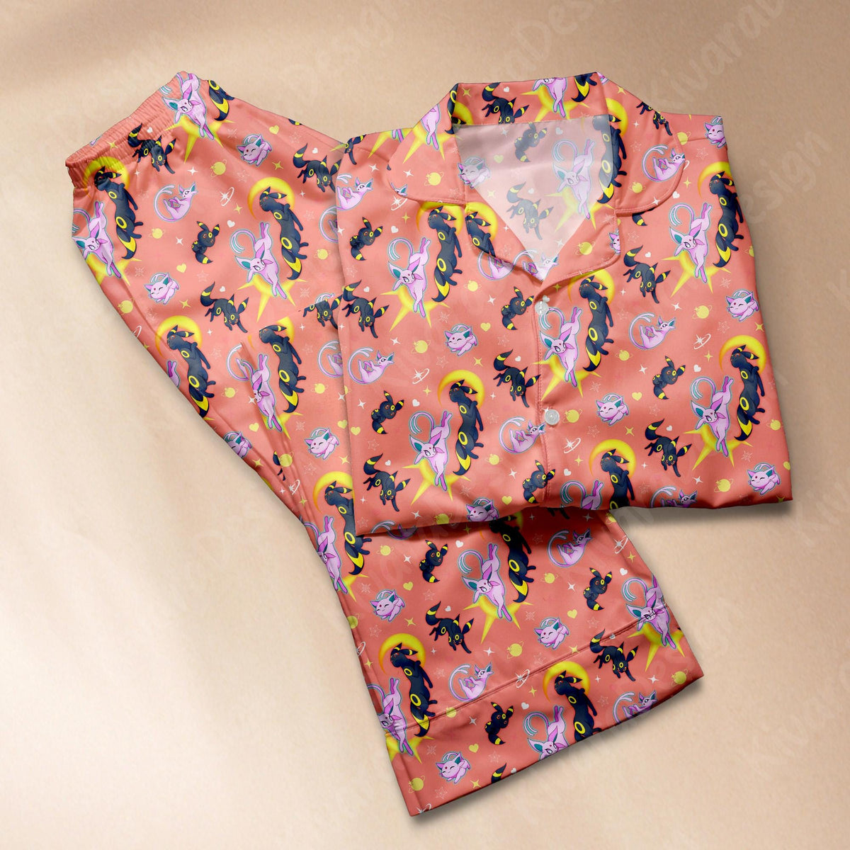 Espeonny Umbreon Pajamas Set, Manga Anime Style Loungewear, Adult Fan Comfort