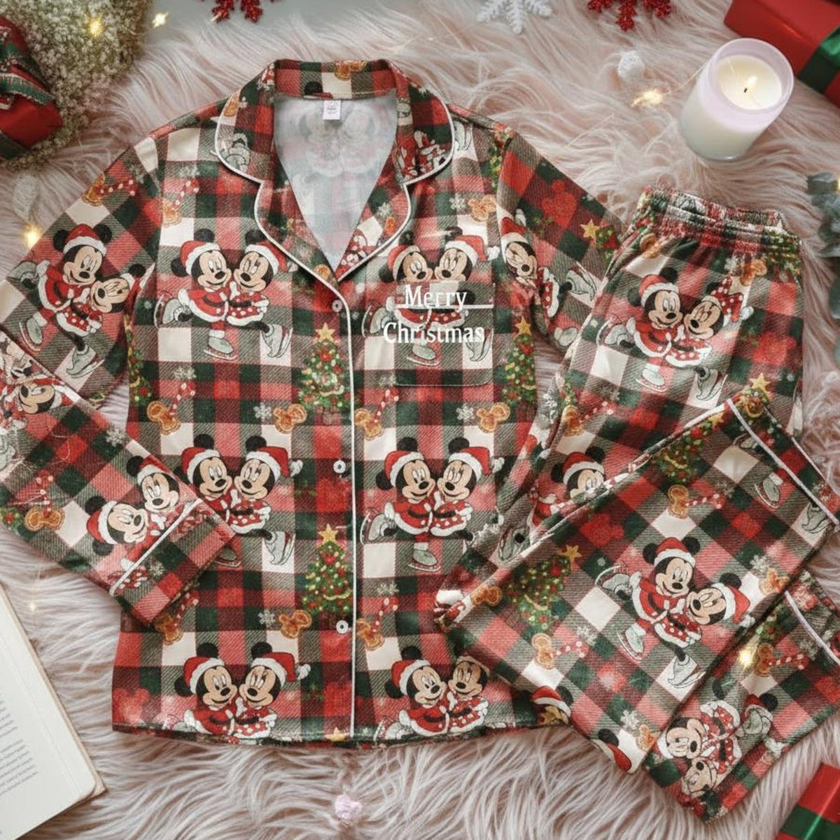 Mickey Minnie Christmas Satin Pajamas Set, Mickey's Very Merry Christmas Party Pajamas, Disney Christmas Pajamas, Family Matching Pjs