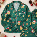 Christmas Smiley Face Satin Pajamas Set, Happy Christmas Pajamas Set, Christmas Sleepwear, Christmas pjs for Family, Christmas Gifts