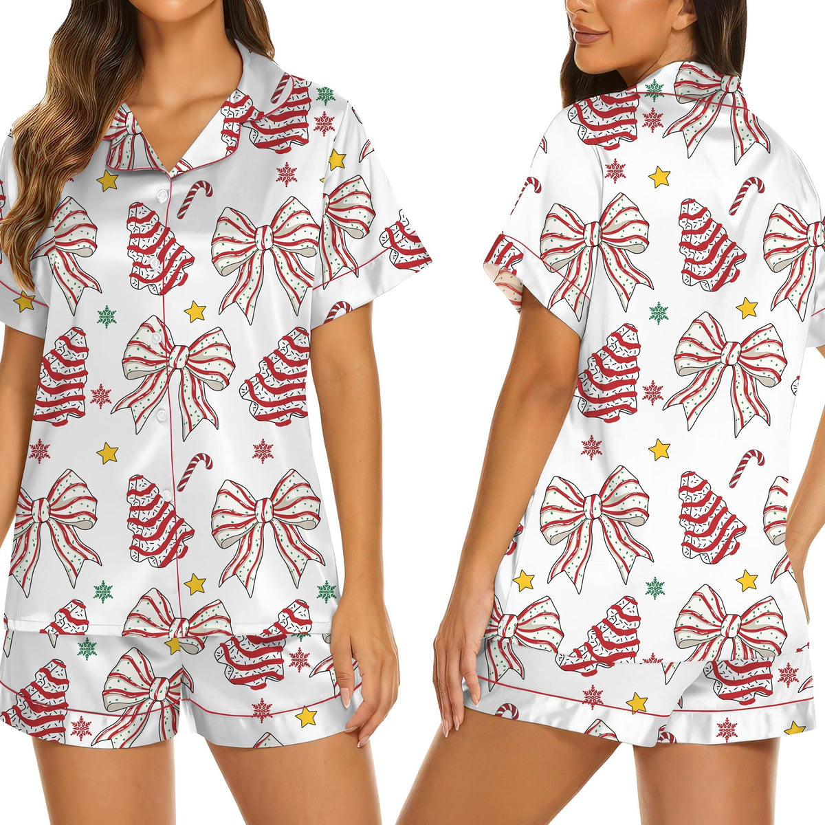 Candy Cane Christmas Pajama Set – Satin Holiday Loungewear