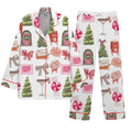 Christmas Pajama Set for Women, Holiday Candy Cane Print Sleepwear