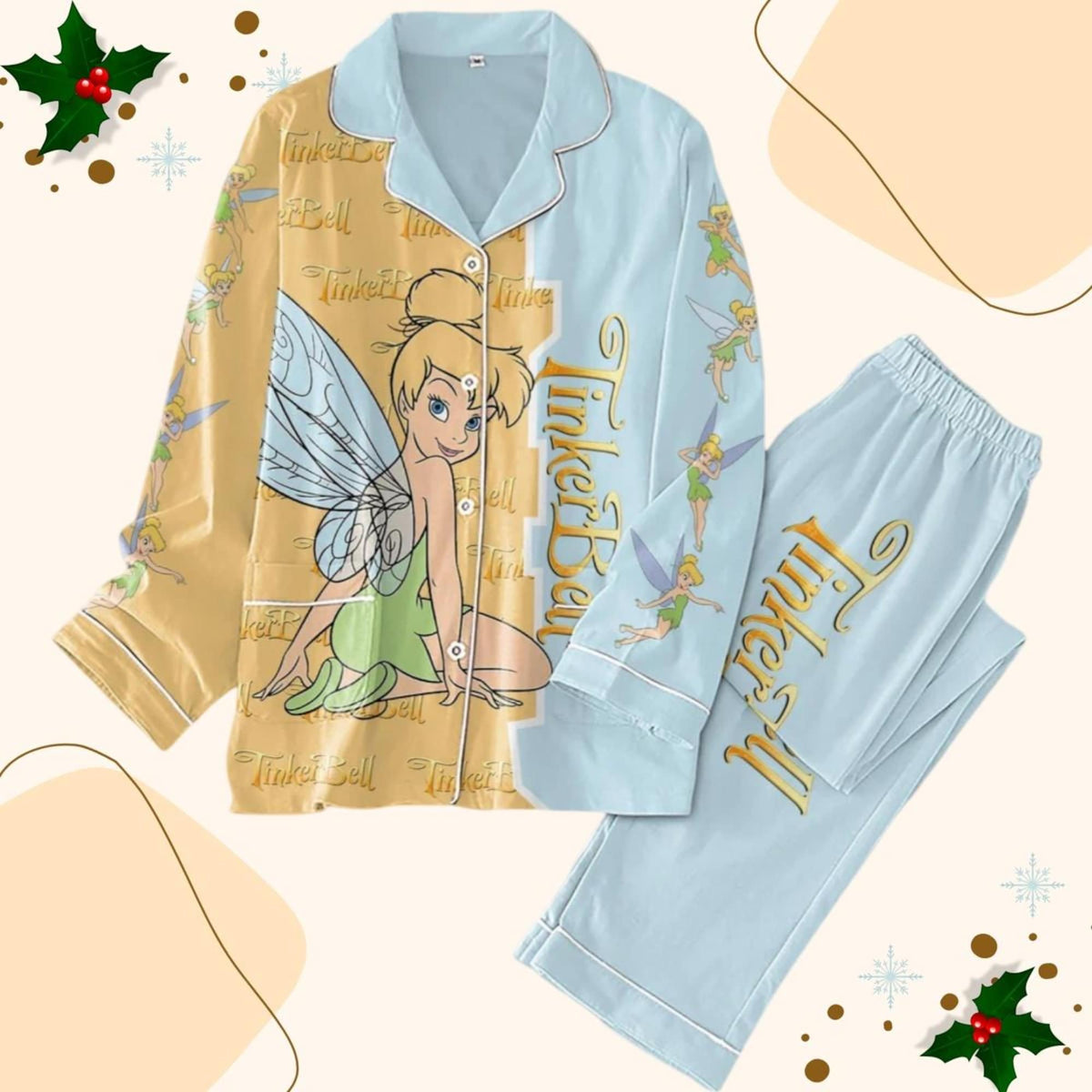 Tinker Bell Christmas Pajamas Set, Tinkerbell Make A Wish Shirt, Magic Kingdom Disneyland Trip Pjs, Disney Set Of Pajamas, Gift For Fan