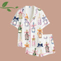 Champagne Bottle Print Satin Pajama Set, Coquette Ribbon Sleepwear, Bachelorette Party Loungewear