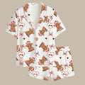 Highland Cow Satin Pajama Set, Valentine's Day Loungewear