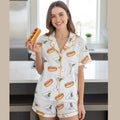 Hot Dog Martini Pajama Set, Cute Cocktail Loungewear, Funny Womens PJs, Short Long Sleeve Sleepwear, Bachelorette Party Gift