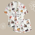 12 Cats of Christmas Satin Pajama Set, Cat Lover Sleepwear, Holiday Print Loungewear