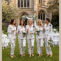 Satin Watercolor Wedding Pajama Set, Bridal Getting Ready Outfit