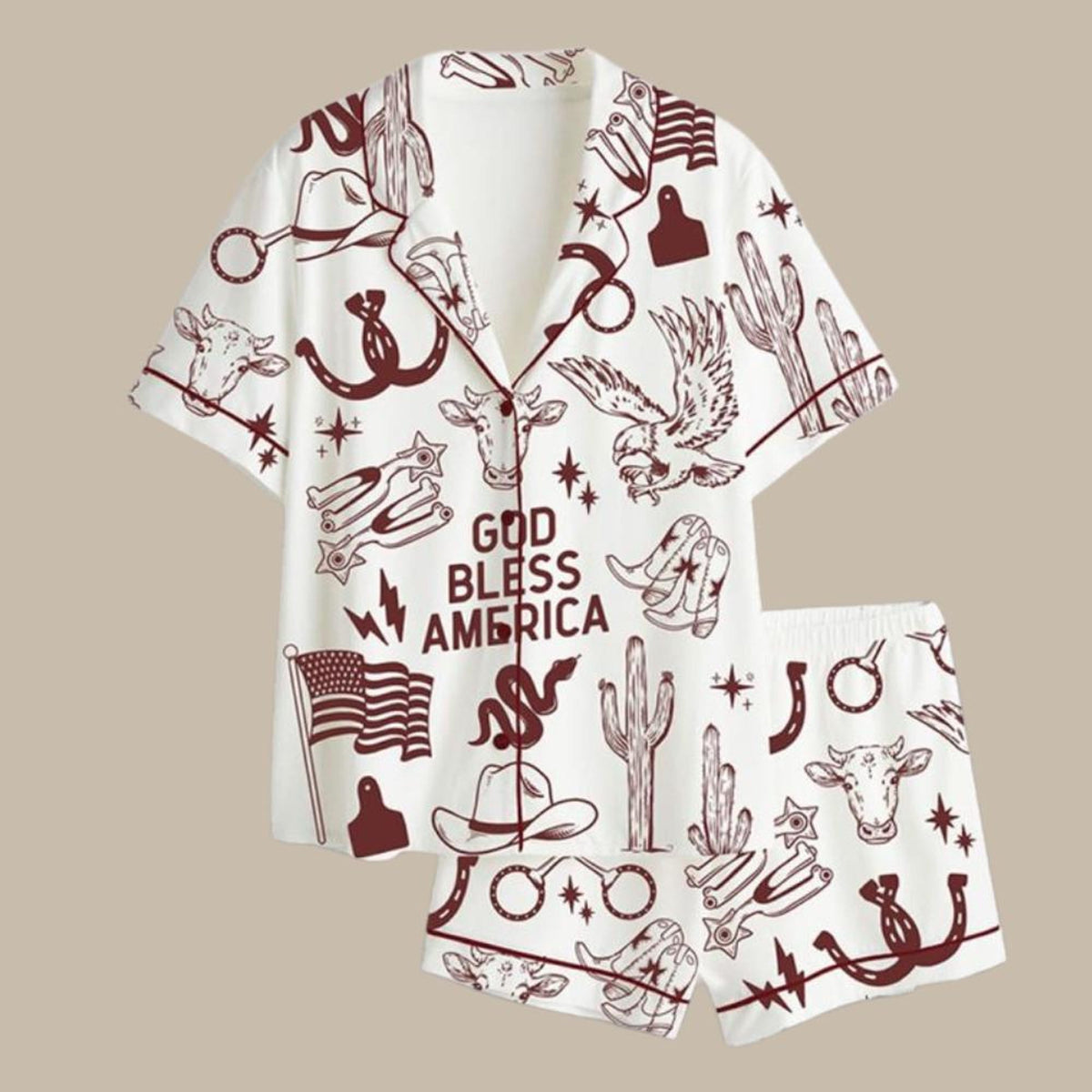 Western Cowboy Satin Pajama Set, Cowgirl PJs with Long/Short Sleeve Options, Bridesmaid Gift
