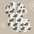 Kentucky Derby Pajama Set | Horse Racing Satin Sleepwear | Equestrian Gift for Her | Jockey Print Silk Pjs | Race Day Girls Trip Loungewear