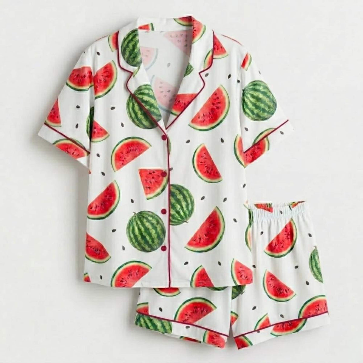 Watermelon Satin Silk Pajamas for Mommy and Me, Matching Family Summer Sleepwear, Luxury Fruit Print Pjs Set, Mother Daughter Gift