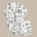 Short & Long-sleeved satin pajama set with wedding print for women, Gifts for bridesmaids, Bride
