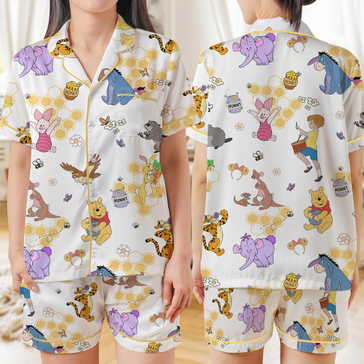 Winnie The Pooh Pajamas Shirt, Disney Sleepwear Set, Cute Pooh Piglet Tigger, Disney Fan Gift, Disney Winnie The Pooh Characters, Pooh Bear