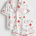 Americana Tile Game Satin Pajama Set, Patriotic Dice Loungewear, Eagle Lobster Sleepwear
