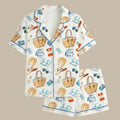 Martini and Weenies Satin Pajama Set, Dirty Martini Short Sleeve PJs, Funny Bachelorette Party Sleepwear, Cocktail Print Women's Loungewear