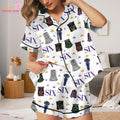 SIX Musical Pajama Set, Queen Costume Print Pajamas, Crown Pattern PJs, Theater Fan Sleepwear, White Button Up Pajamas, Gift for Her