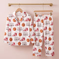 Basketball Pajamas Set, Cute Sports Print PJ Set, Silk Satin Sleepwear For Women, Basketball Hoop Shorts Set, Basketball Lover Gift For Her
