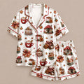 Christmas Treats Pajamas Set, Holiday Hot Cocoa and Gingerbread Satin Sleepwear for Women, Matching PJs for Family, Festive Gift for Her