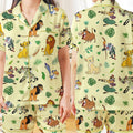 The Lion King Pajamas Set, Disney Lion King PJs, Cute Cartoon Women Sleepwear, Silk Button Up Loungewear, Animal Kingdom,Hakuna Matata Shirt