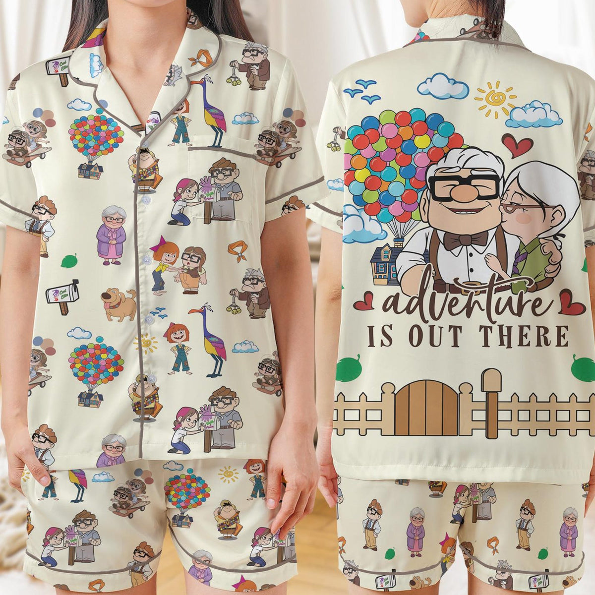 Disney Up Pajamas Set, Carl and Ellie Matching Pjs, Cute Couple Pajamas, Up Lounge Wear, Disney Pajama, Gifts for Her,Adventure Is Out There