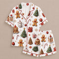 Christmas Pajama Set for Women, Festive Gingerbread Holiday Sleepwear, Cute Xmas Pajamas for Mom and Daughter, Cozy Winter Lounge Set