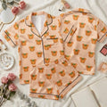 Disney Mickey Minnie Halloween Pajama Set, Pumpkin Striped Character Sleepwear, Matching Button Pajamas, Festive Fall Loungewear