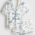 Mother Of The Bride 2026 Pajamas, Going To The Chapel Short Sleeve Satin Pjs, Bridal Party Wedding Sleepwear, Silky Mom Getting Ready Gift
