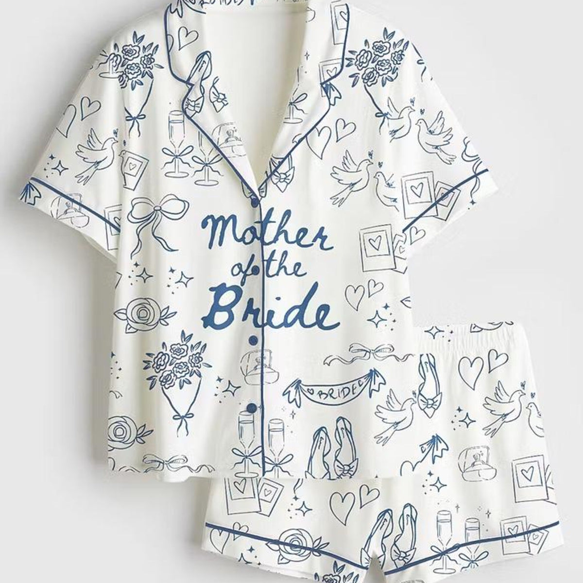 Mother Of The Bride 2026 Pajamas, Going To The Chapel Short Sleeve Satin Pjs, Bridal Party Wedding Sleepwear, Silky Mom Getting Ready Gift