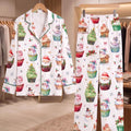 Christmas Cupcake Pajama Set, Cute Holiday Sleepwear, Vintage Snowman Pjs, Santa Long Sleeve Loungewear, Matching Xmas Pyjamas, Gift for Her