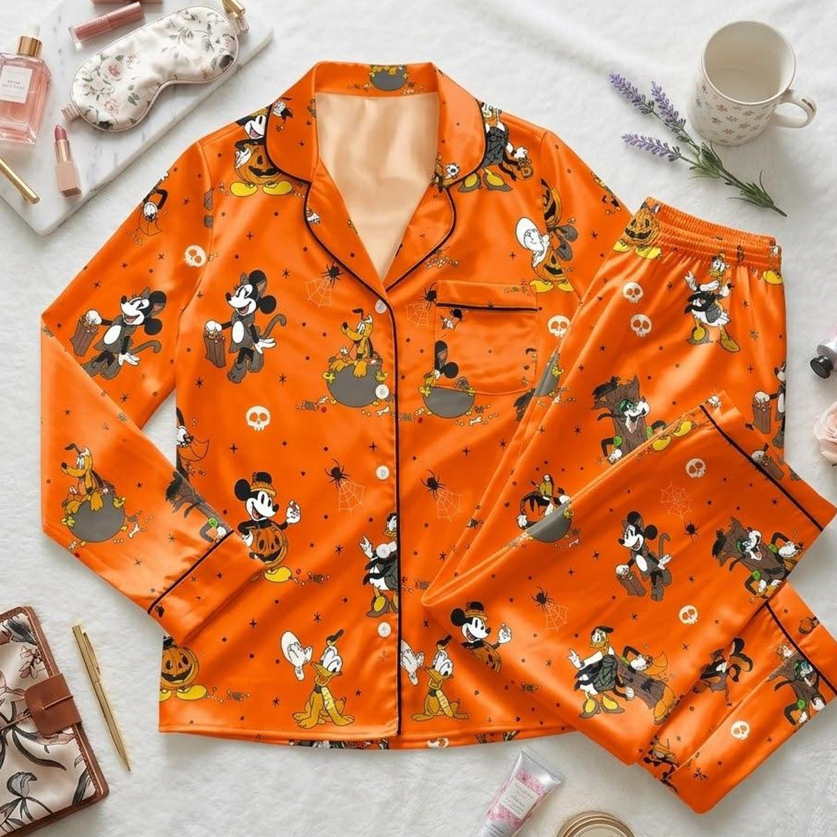 Disney Halloween With Mickey and Friends, Spooky Pajamas For Family Nights, Pumpkin Party Sleepwear, Cute Seasonal Nightwear