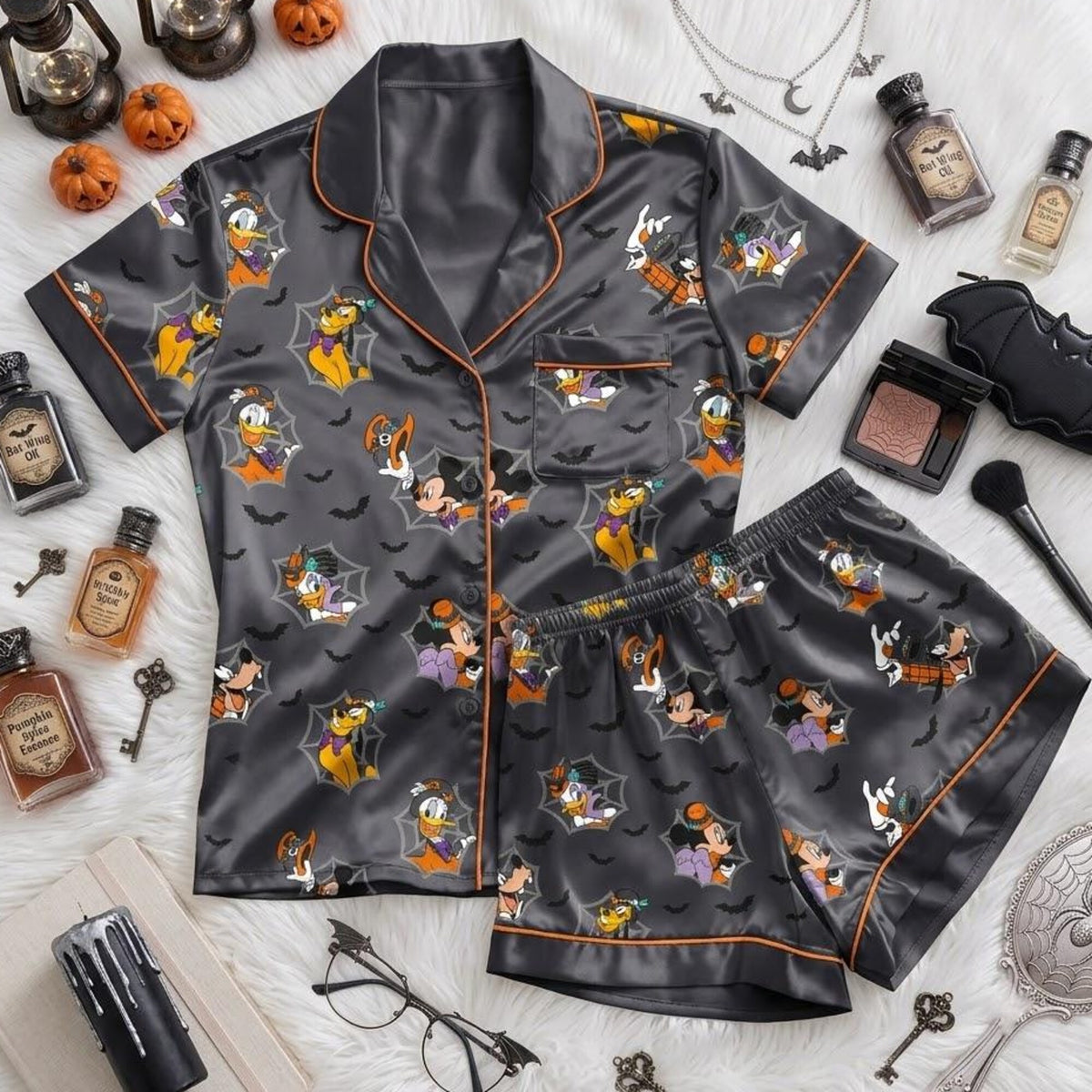 A Spooky Night With Disney Mickey and Friends, Halloween Pajamas For Fans, Pumpkin Character Sleep Set, Fun October Bedtime Wear