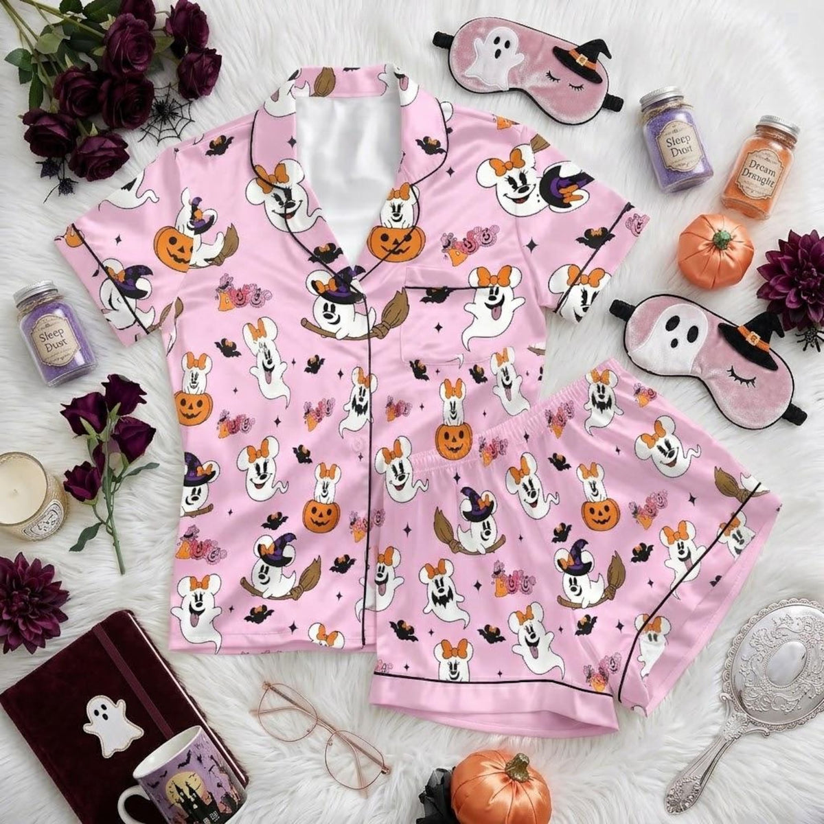 Mickey and Minnie Ghosts Bring Disney Magic To Spooky Season, Halloween Pajamas, Cute Mouse Nightwear, Playful October Sleep Outfit