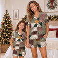 Family Matching Christmas Pajamas, Vintage Christmas Tree Pajama Set, Matching Family PJs, Patchwork Satin PJs, Kids Adult Holiday Sleepwear