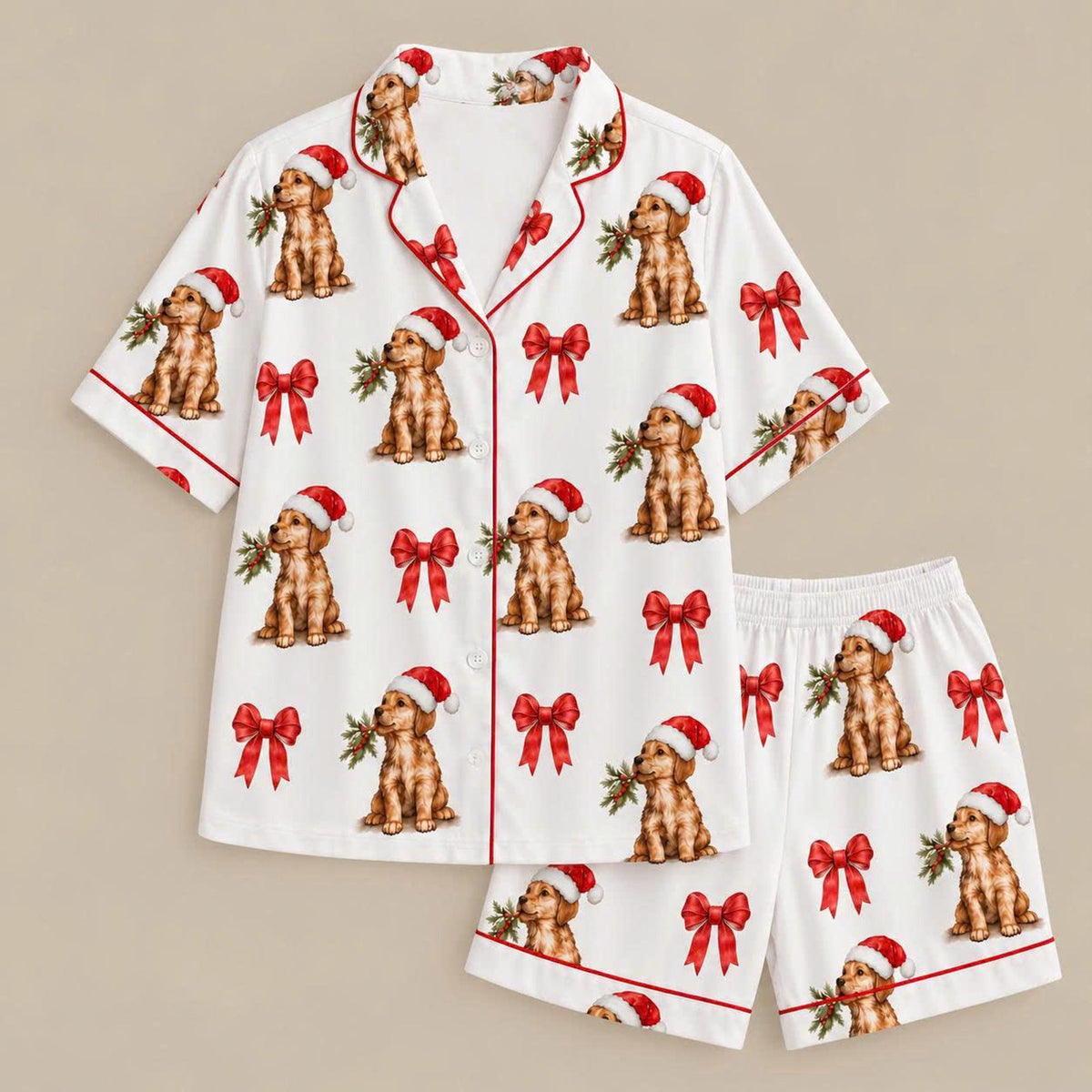 Matching Family Christmas Pajamas, Golden Retriever Holiday Sleepwear, Santa Dog Print PJs, Festive Loungewear, christmas gift set
