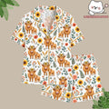 Highland Cow Pajamas, Sunflower Pjs Set, Cute Farm Animal Sleepwear, Matching Loungewear, Women Nightwear, Gift for Her