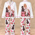 Dolly Pink Western Pajamas Set, Country Music Satin PJs, Cowgirl Pajama Set, Pink Cowboy Christmas Gift, Country Girl Sleepwear