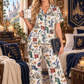 Fantasy Dragon Pajama Set, Magic Castle Bookish Sleepwear, Medieval Short PJs, Reader Gift