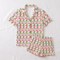 Christmas Fair Isle Pajamas Set, Green Monster Short Sleeve PJs, Reindeer Snowflake Sleepwear, Holiday Button Down Loungewear Xmas Eve Gift