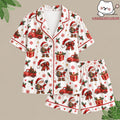 Christmas Pajamas Set, Santa Claus Sleepwear, Holiday Matching Pjs, Cute Red Truck Loungewear, Festive Xmas Gift for Women