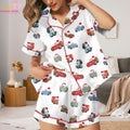 Christmas Racing Car Pajama Set for Women, Holiday Cartoon Vehicle Sleepwear, Festive Car Print Pajamas, Christmas Gift for Her
